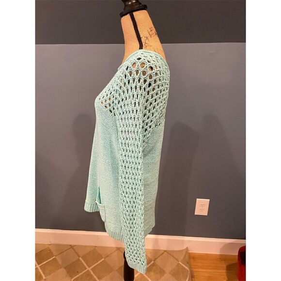 Island Republic Women's Green Crochet Knit Pullover Sweater Size L - Picture 7 of 11